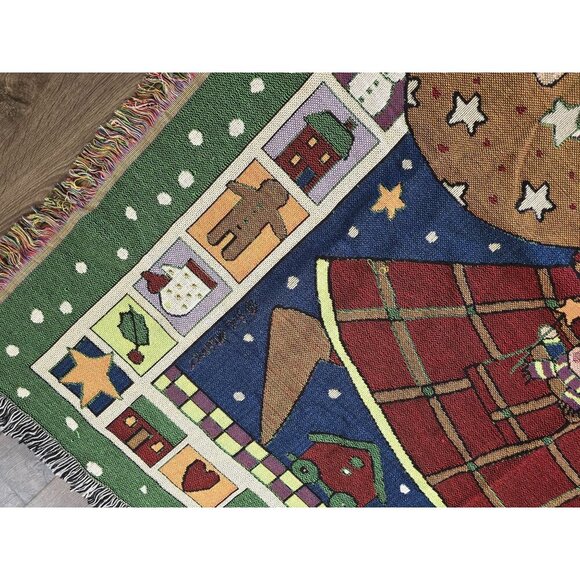 Vintage Christmas Santa Tapestry Fringe Throw Blanket - Picture 4 of 8